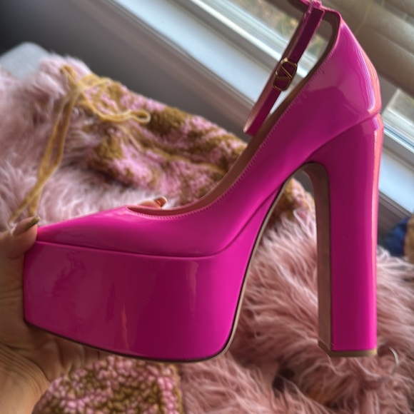 New Valentino Garavani Tan-Go Platform Pump Pink Patent Leather Sz 38.5 / 8.5 US - Picture 15 of 16